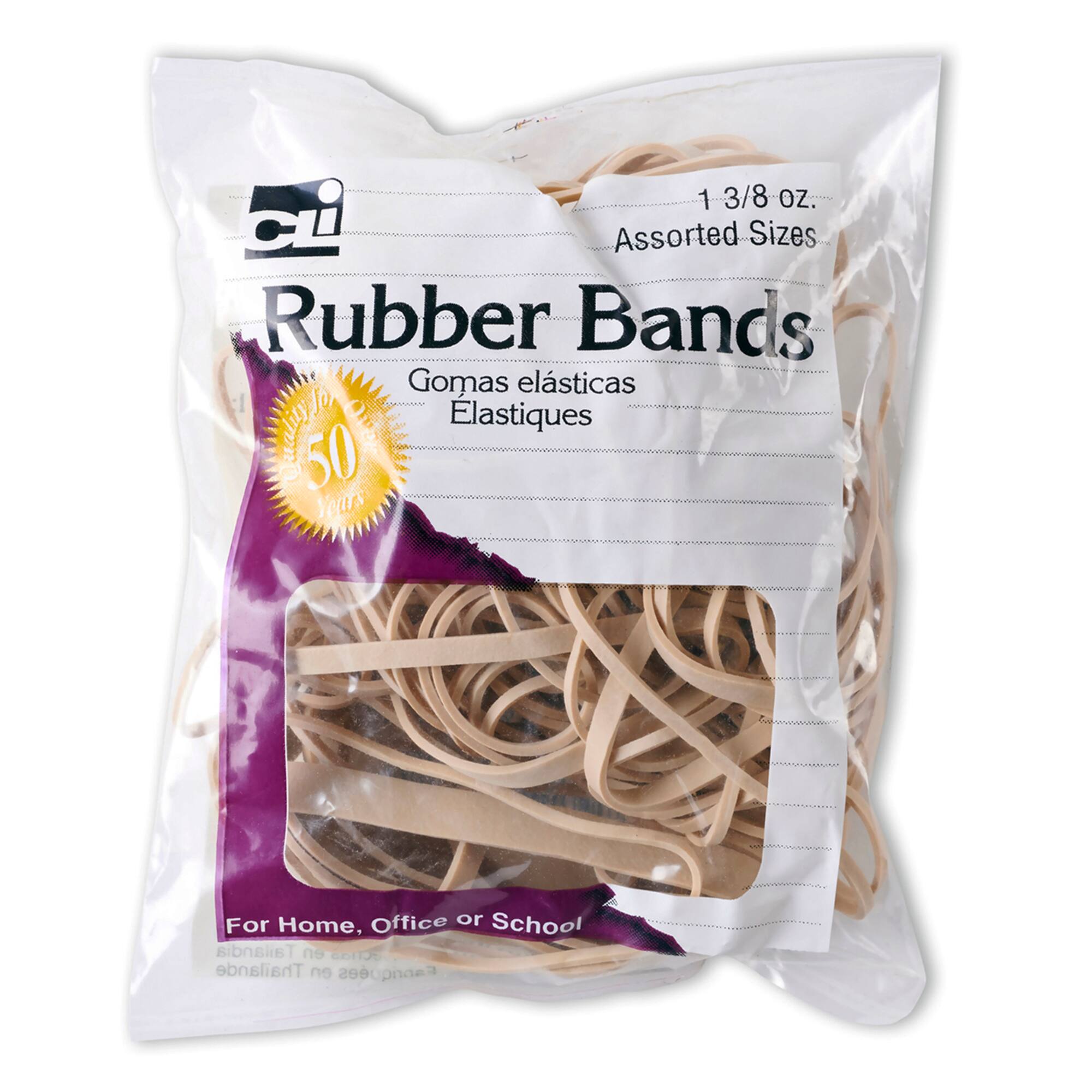 Assorted Rubber Bands with Natural Color, 12 Bags
